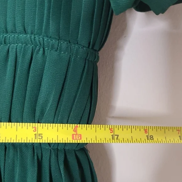 Self-Portrait Deep Green Chiffon Pleated Midi Dress Sz 10-12 -  www.sanvalentin.cl